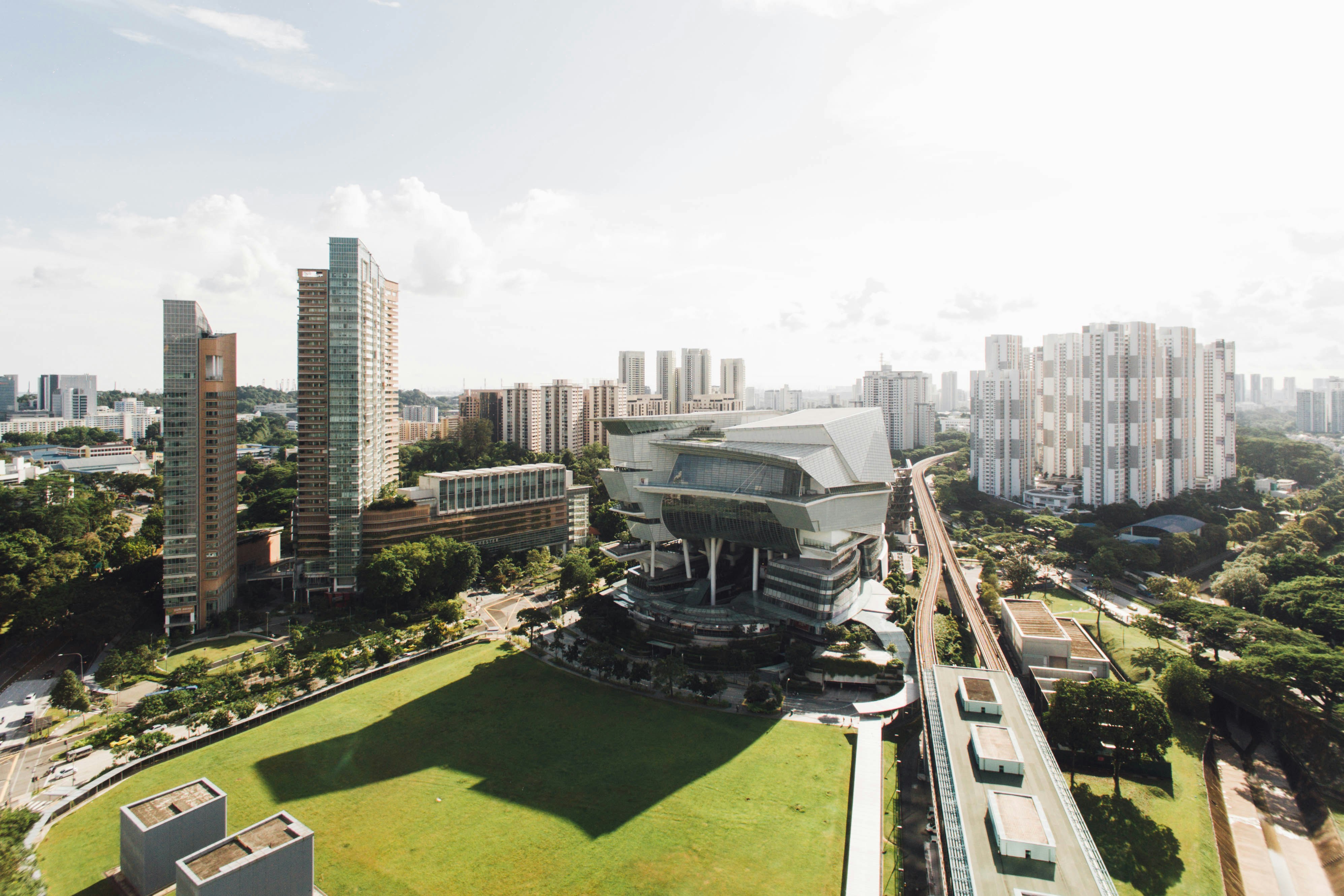 aerial photo of gray building